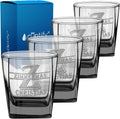 Custom 12 oz Monogrammed Whiskey Glass Set of 4 - Personalized Etched