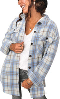 Women's Brushed Plaid Flannel Shacket Jacket - Oversized Boyfriend Fit