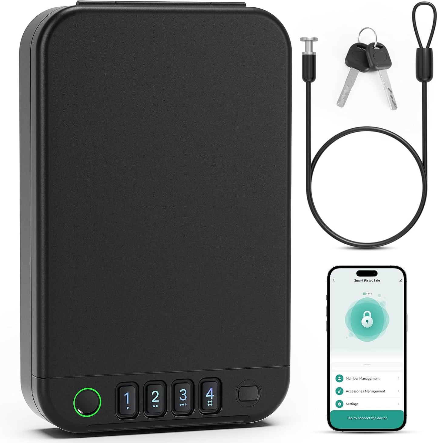 Biometric Gun Safe for Handgun with Multiple Unlocking Methods
