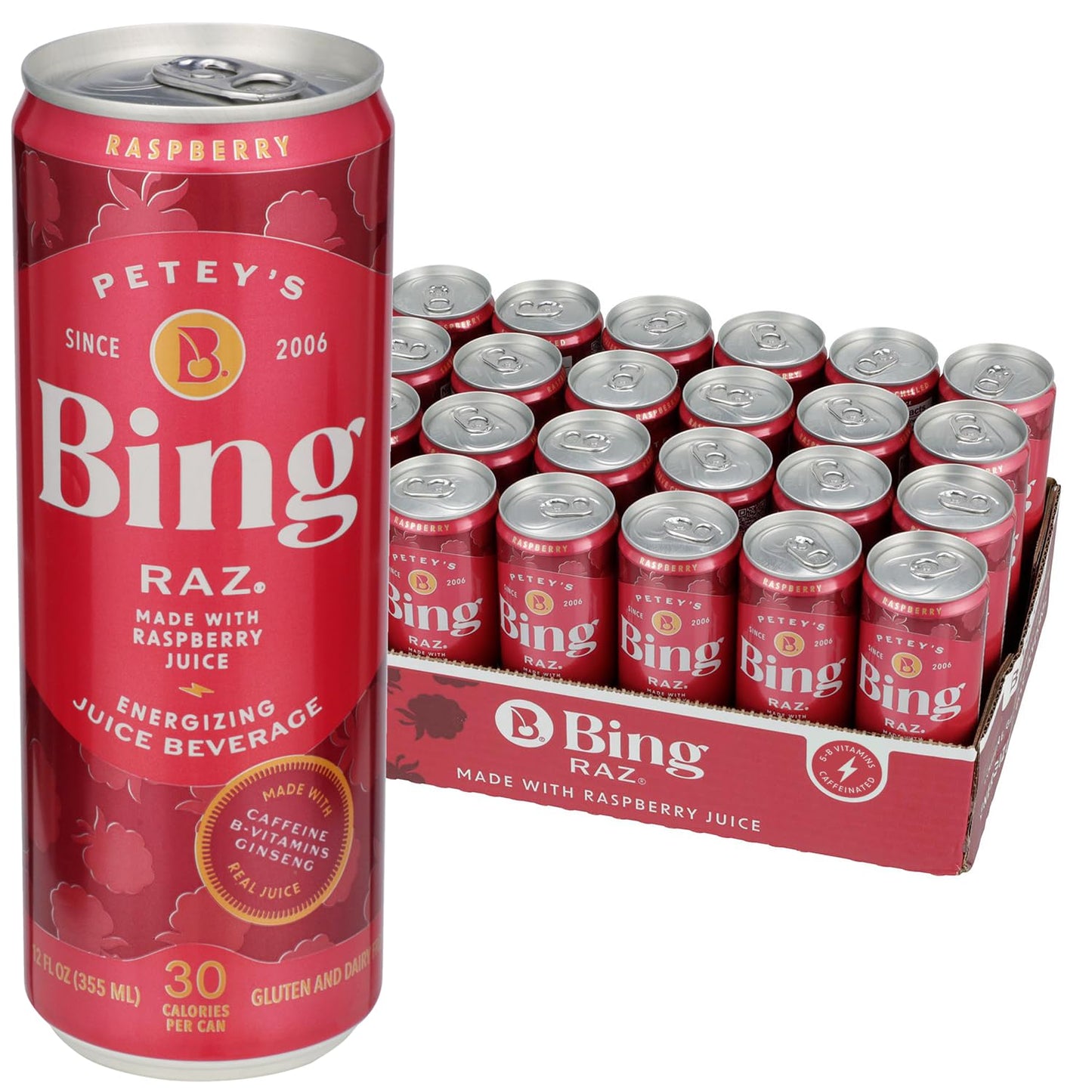 BING RAZ Energizing Juice Beverage: Delicious Raspberry Flavor
