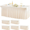 Ivory Spandex Table Clothes for 6ft Rectangle Tables - 6 Pack