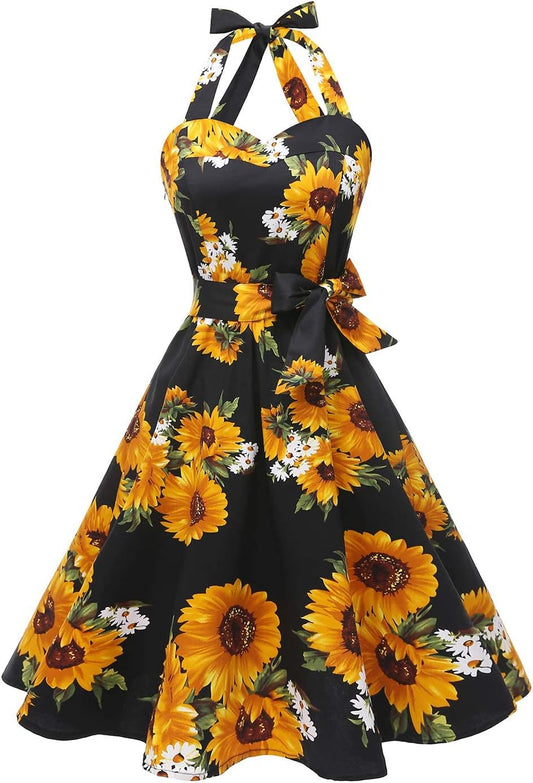 Vintage Polka Audrey Dress 1950s Halter Retro Cocktail Dress