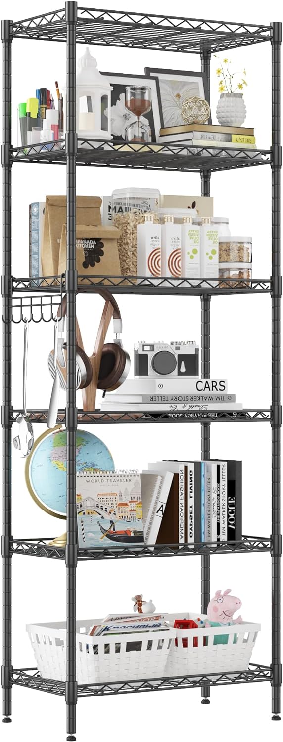 Homdox 6-Tier Storage Shelf Wire Shelving Unit for Organization