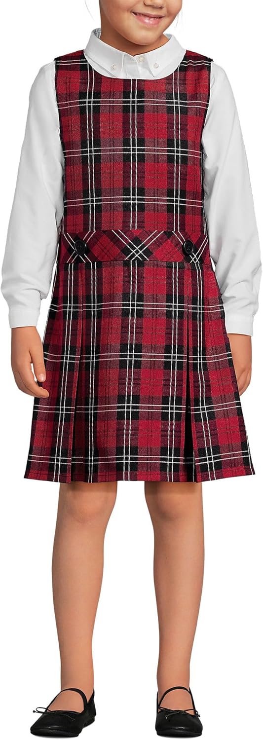 Lands' End Girls Uniform Plaid Jumper for School Comfort