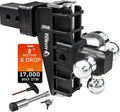 Airbird Adjustable Trailer Hitch with Hook Tri-Ball - 6in Drop/Rise