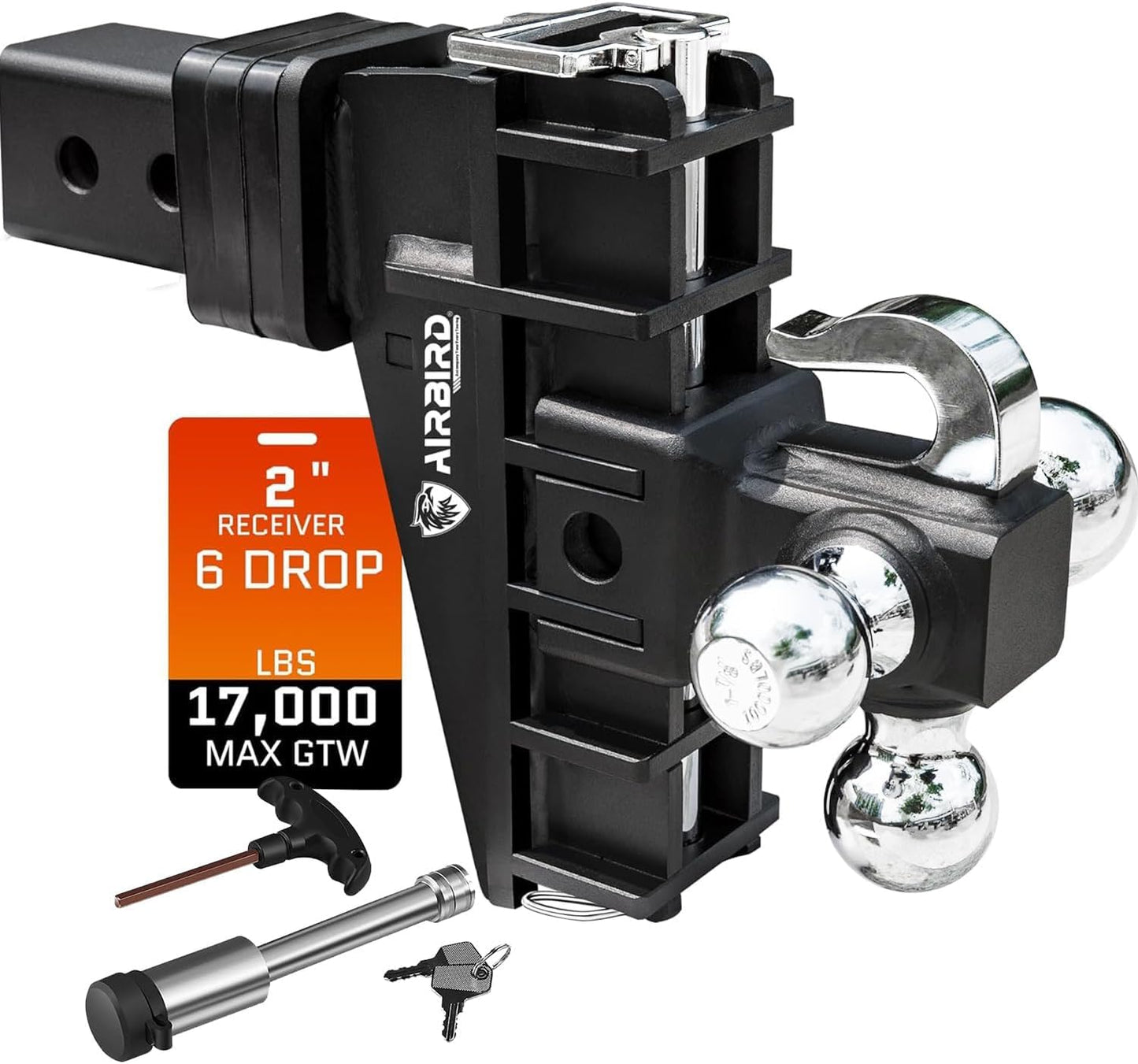 Airbird Adjustable Trailer Hitch with Tri-Ball for Heavy Towing