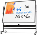 Rolling Dry Erase Board 60 x 46 - Large Mobile Magnetic Whiteboard