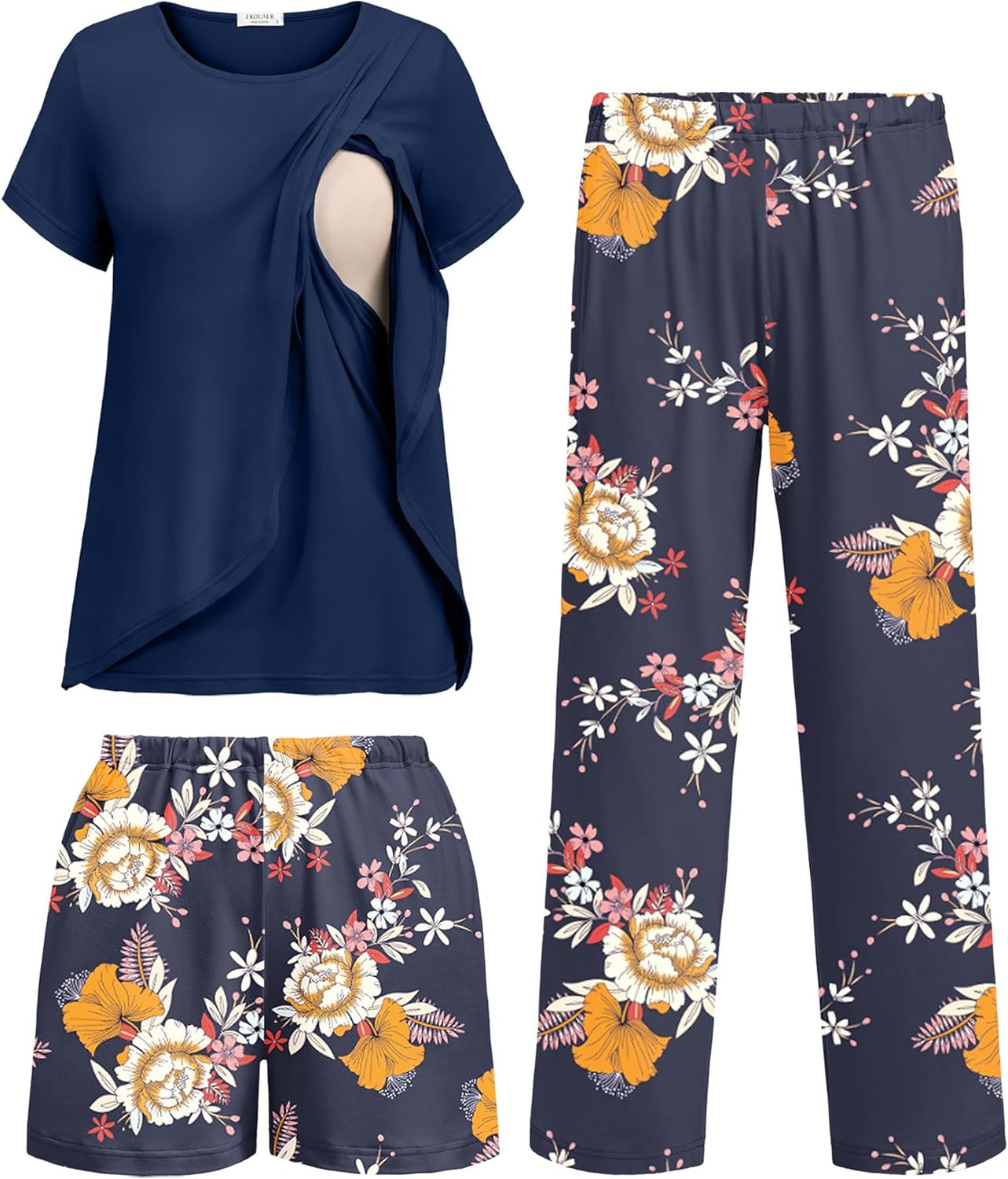 Ekouaer Maternity Nursing Pajamas Set for Postpartum Comfort