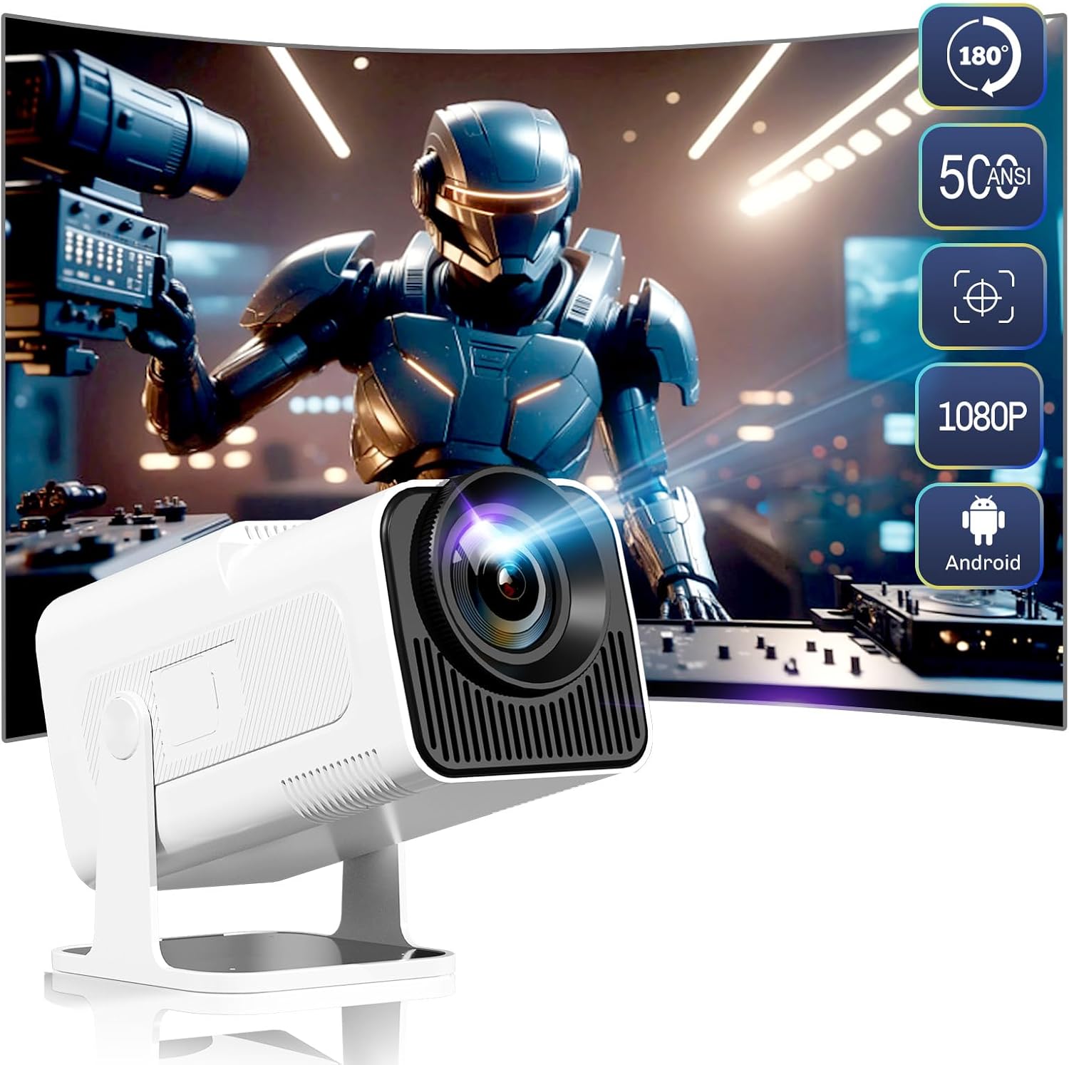 Portable Full HD Mini Projector - WiFi, Bluetooth, 4K Video