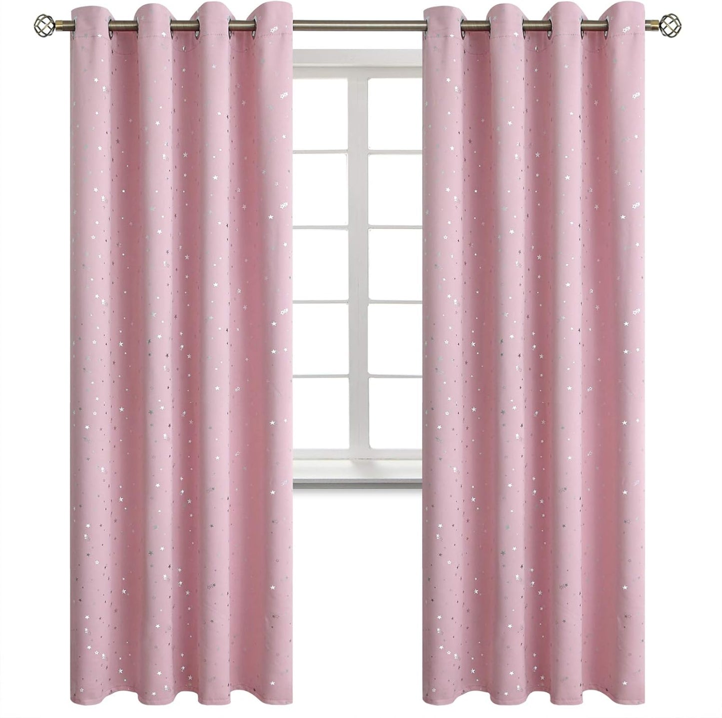 BGment Kids Blackout Curtains for Bedroom - Silver Star Print