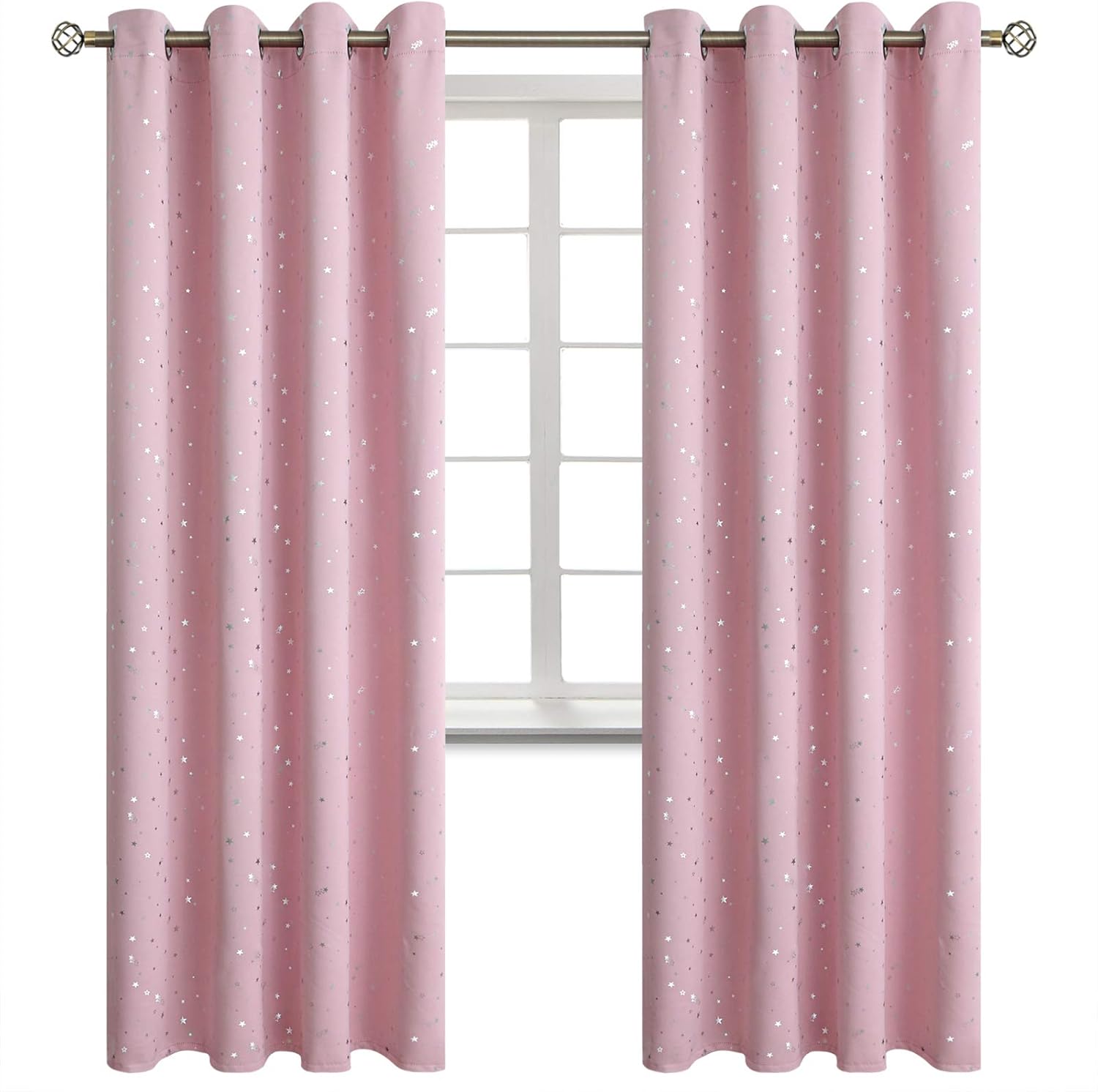 BGment Kids Blackout Curtains for Bedroom - Silver Star Print