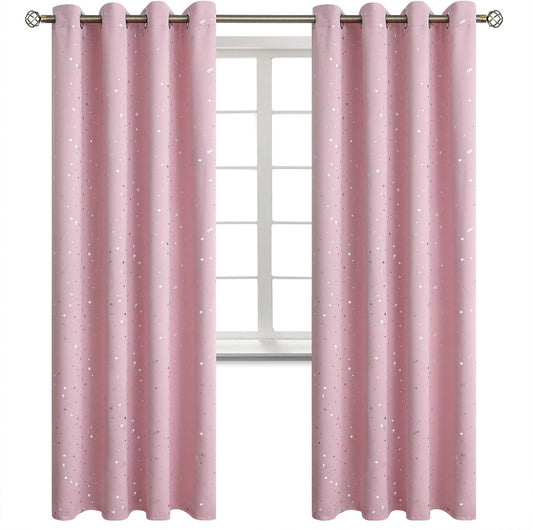 BGment Kids Blackout Curtains for Bedroom - Silver Star Print