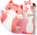 Long Cat Plush Body Pillow 53ft - Extra-Long Cute Pink Cuddle Pillow