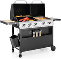 Propane Gas Griddle Grill Combo with Porcelain-Enameled Cast Iron