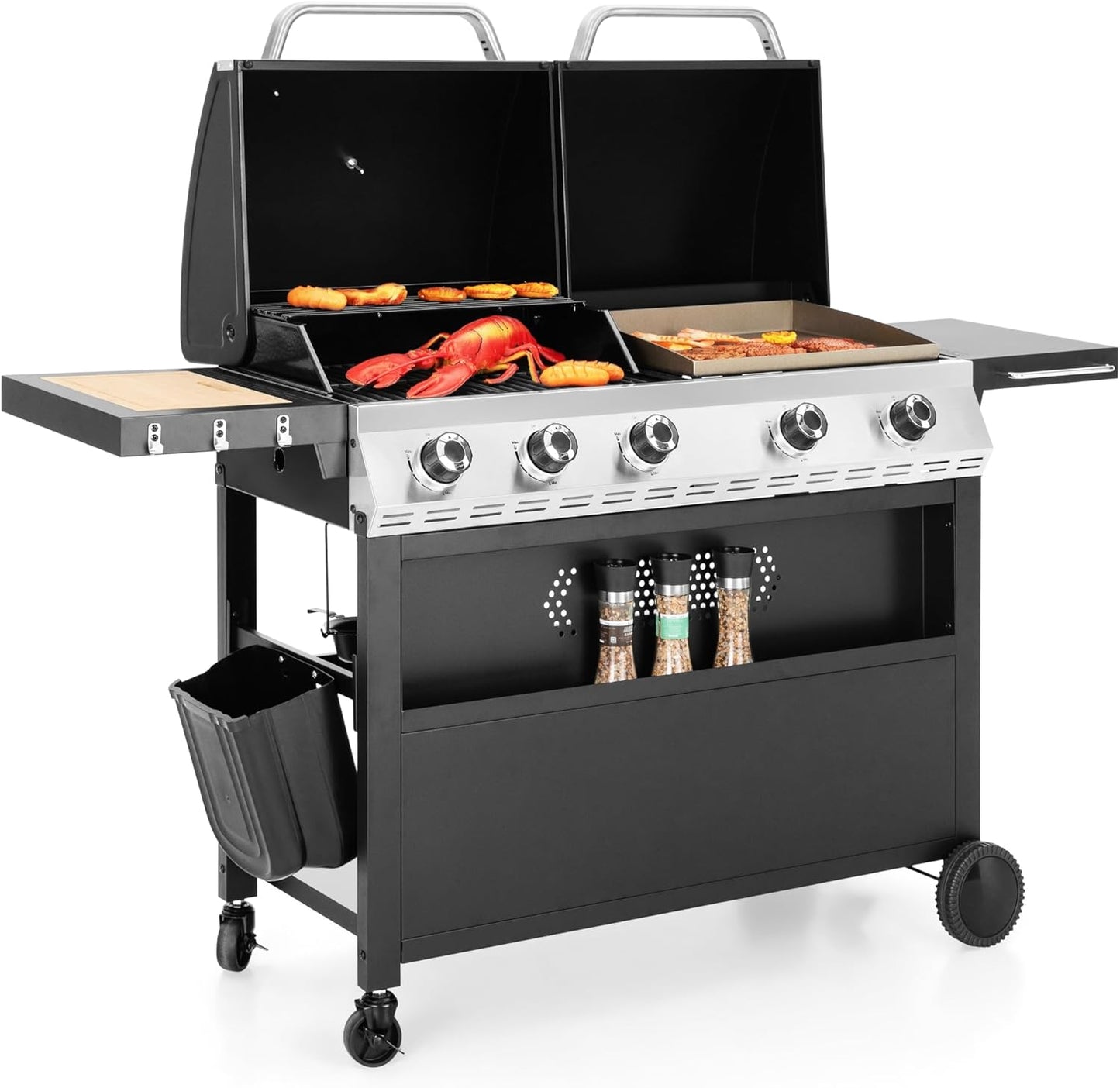 Captiva Designs Propane Gas Griddle Grill Combo for Outdoor Cooking