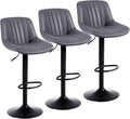 Bar Stools Set of 3 Swivel Counter Height - Adjustable PU Leather