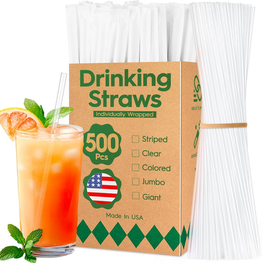 Disposable Drinking Straws 2000 Count Clear 10.25 in Long