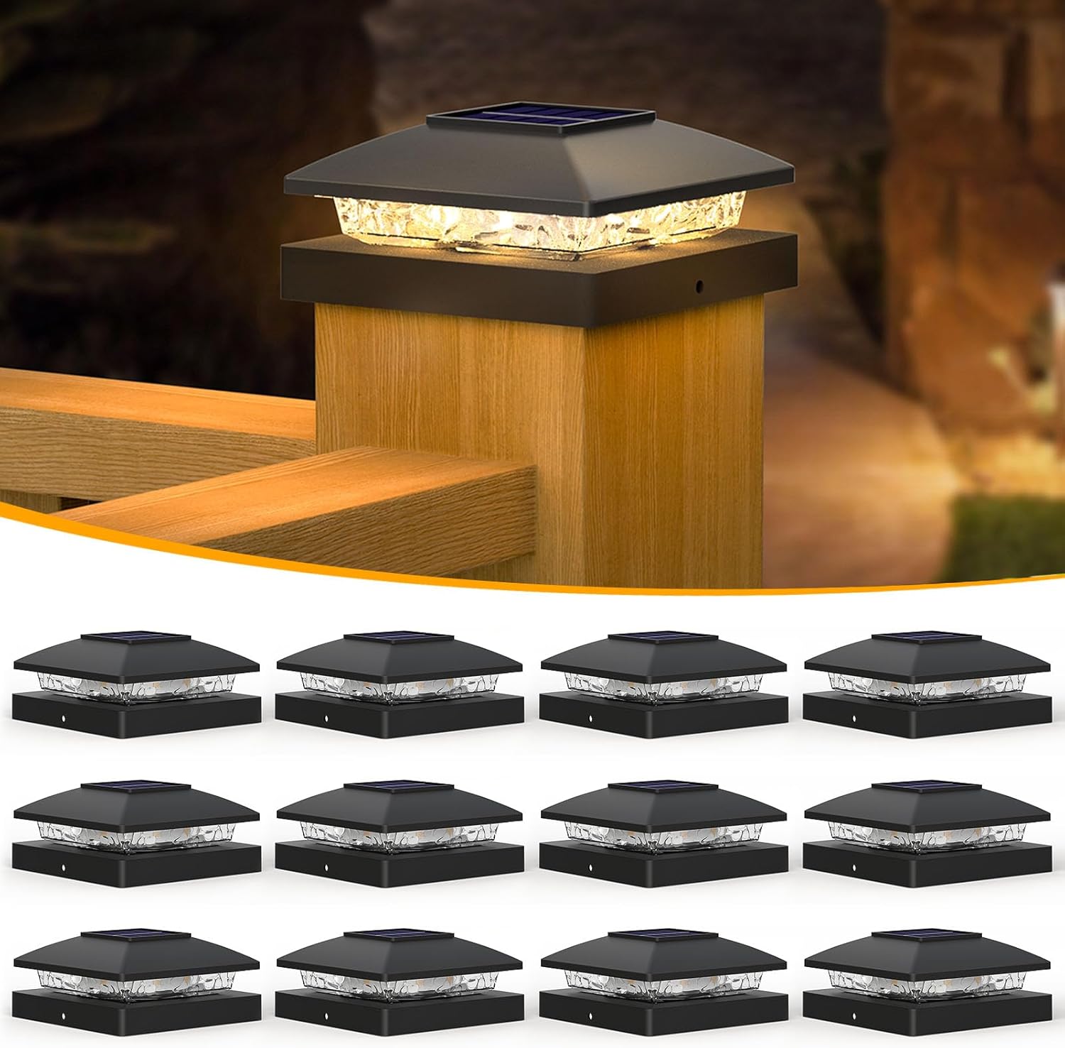 APONUO Solar Post Cap Lights for 4x4 Posts - Bright & Durable