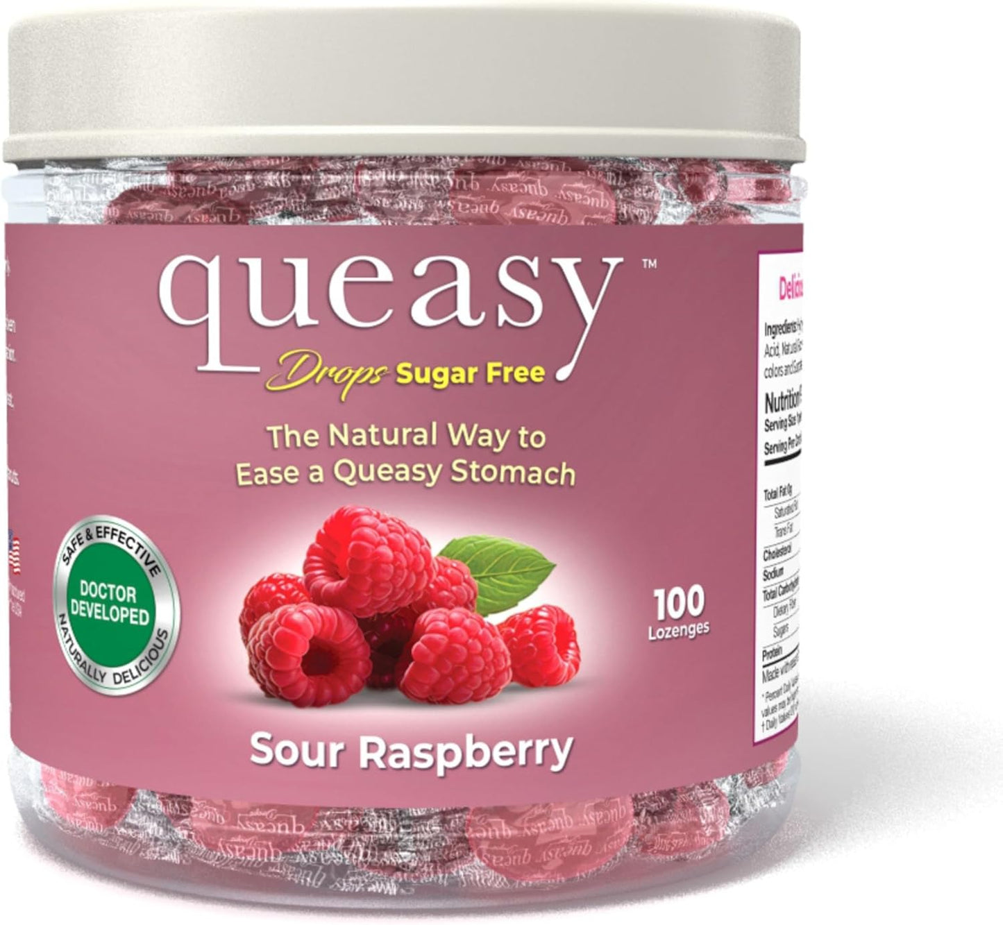 Queasy Drops for Nausea Relief - Sugar Free Raspberry Flavor