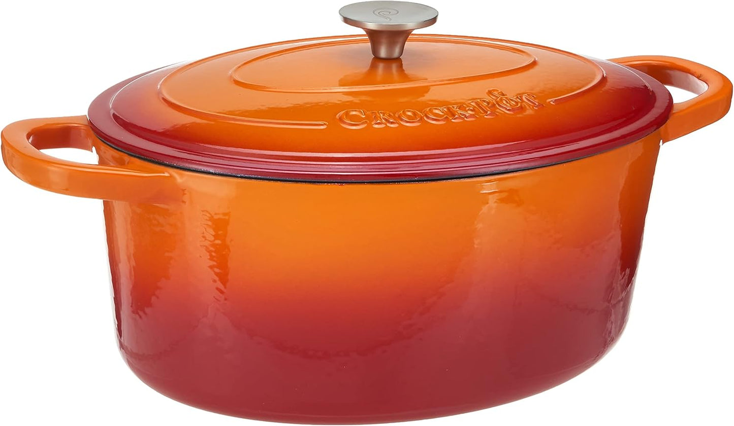 Crock Pot Artisan Oval Enameled Cast Iron Dutch Oven, 7-Quart