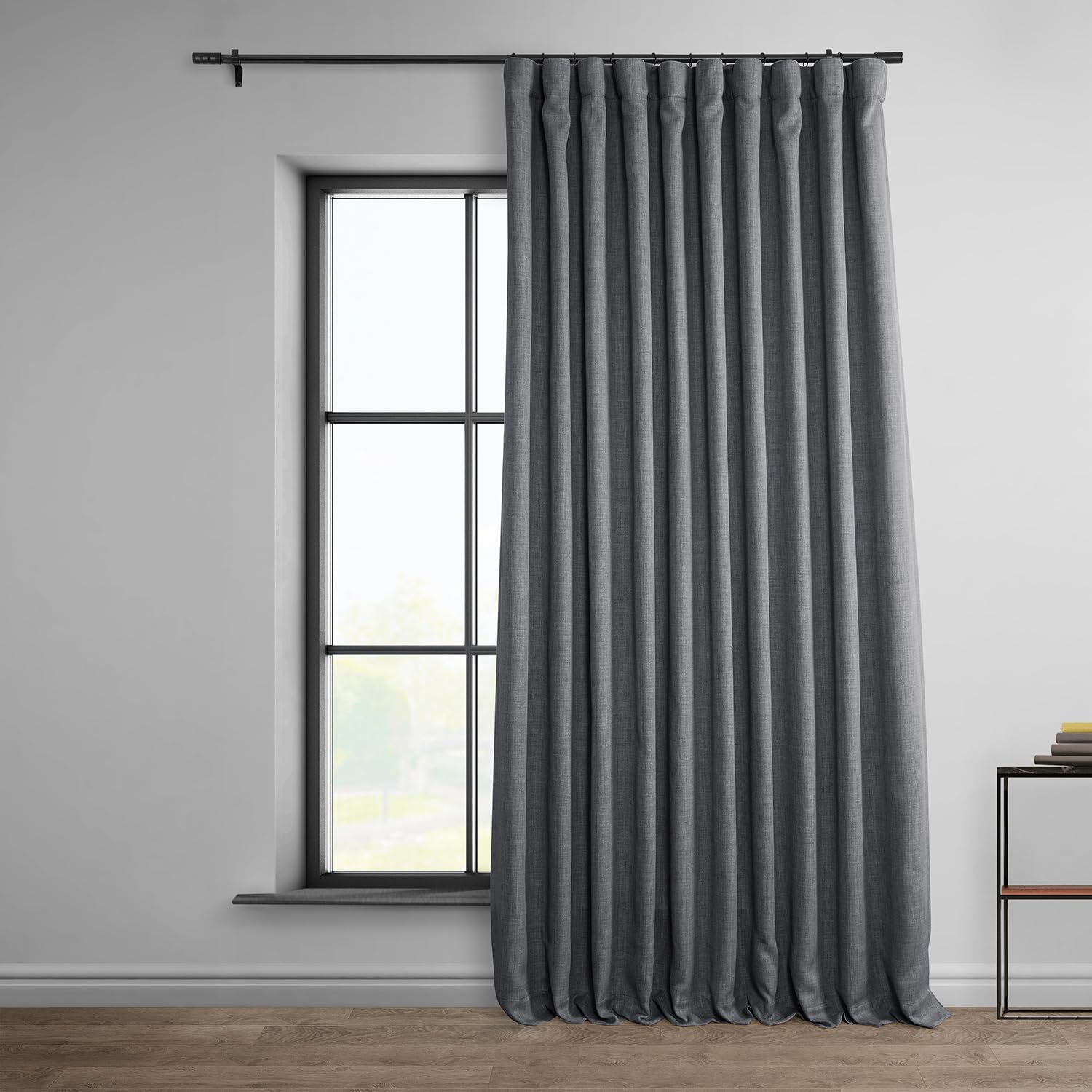 Faux Linen Curtains for Living Room - Dark Gravel Color