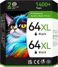 InKID 64XL Black Compatible Ink Cartridges (2 Pack) - High Yield