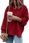 Imily Bela Oversized Tunic Sweater - Soft Ribbed Side Slit Pullover is