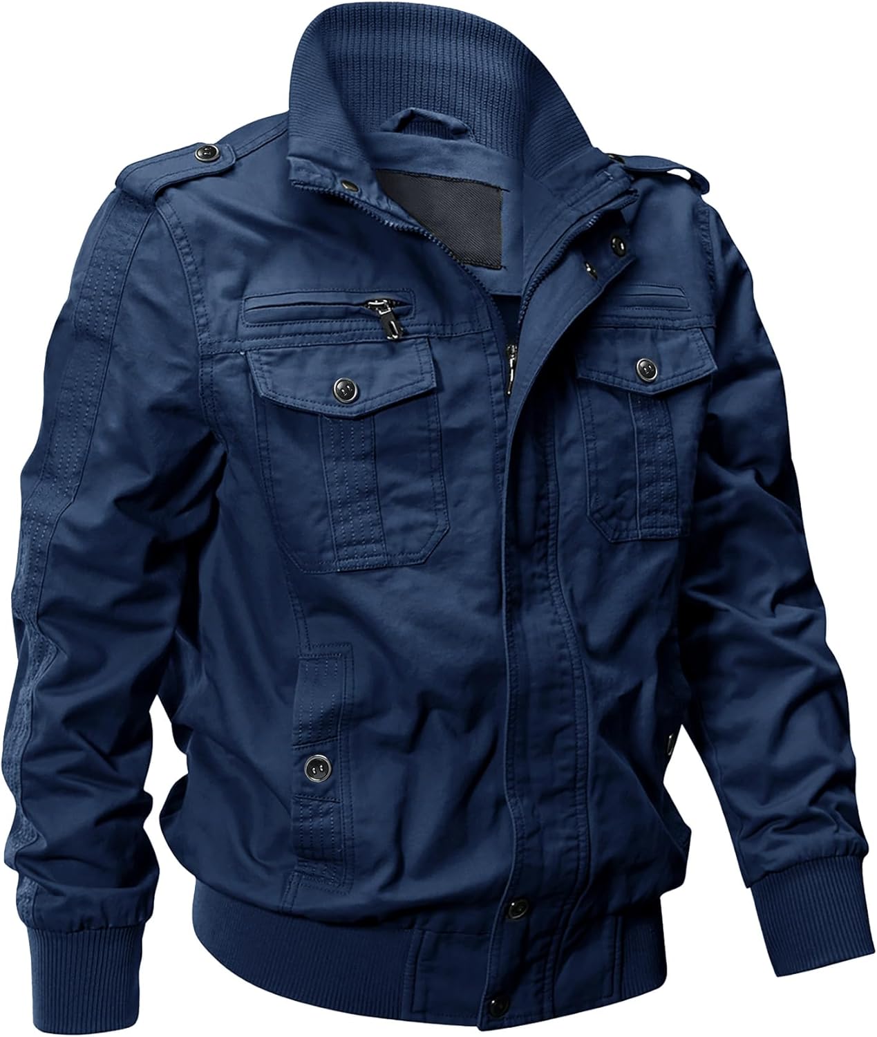 Men's Cotton Lightweight Multi Pockets Military Jacket Windbreaker