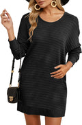 Dokotoo Womens Sweater Dress - Textured Crew Neck Knit Mini