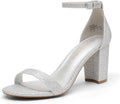 DREAM PAIRS Women's Chunk Low Heel Pump Sandals - Stable 3in Lift give