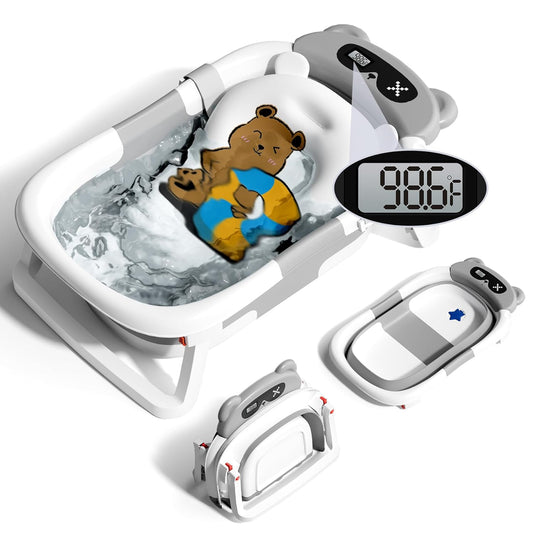Collapsible Baby Bathtub with Thermometer - Comfort & Convenience!