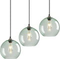 Light Green Glass Pendant Lights 3 Pack - Modern Globe Island Lighting