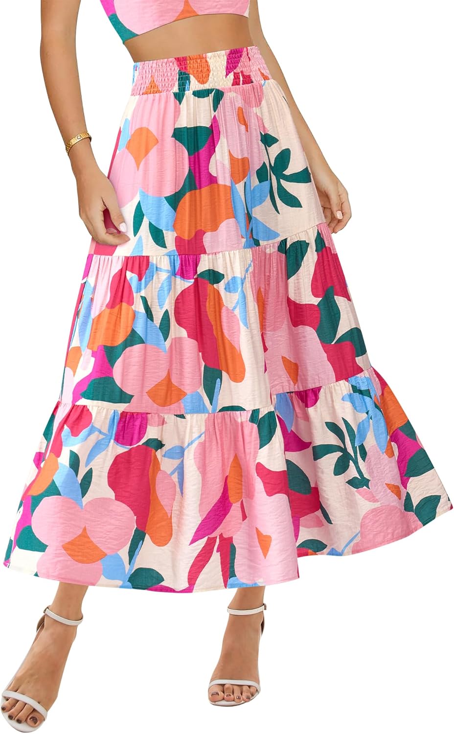 Floral Print Maxi Skirt for Women - Boho A-Line Style