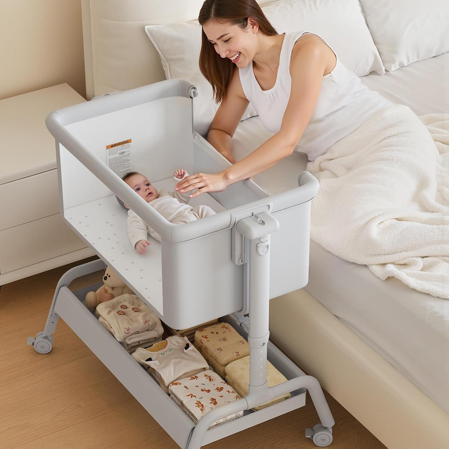3-in-1 Baby Bassinet for Newborns - Rocking & Bedside Sleeper