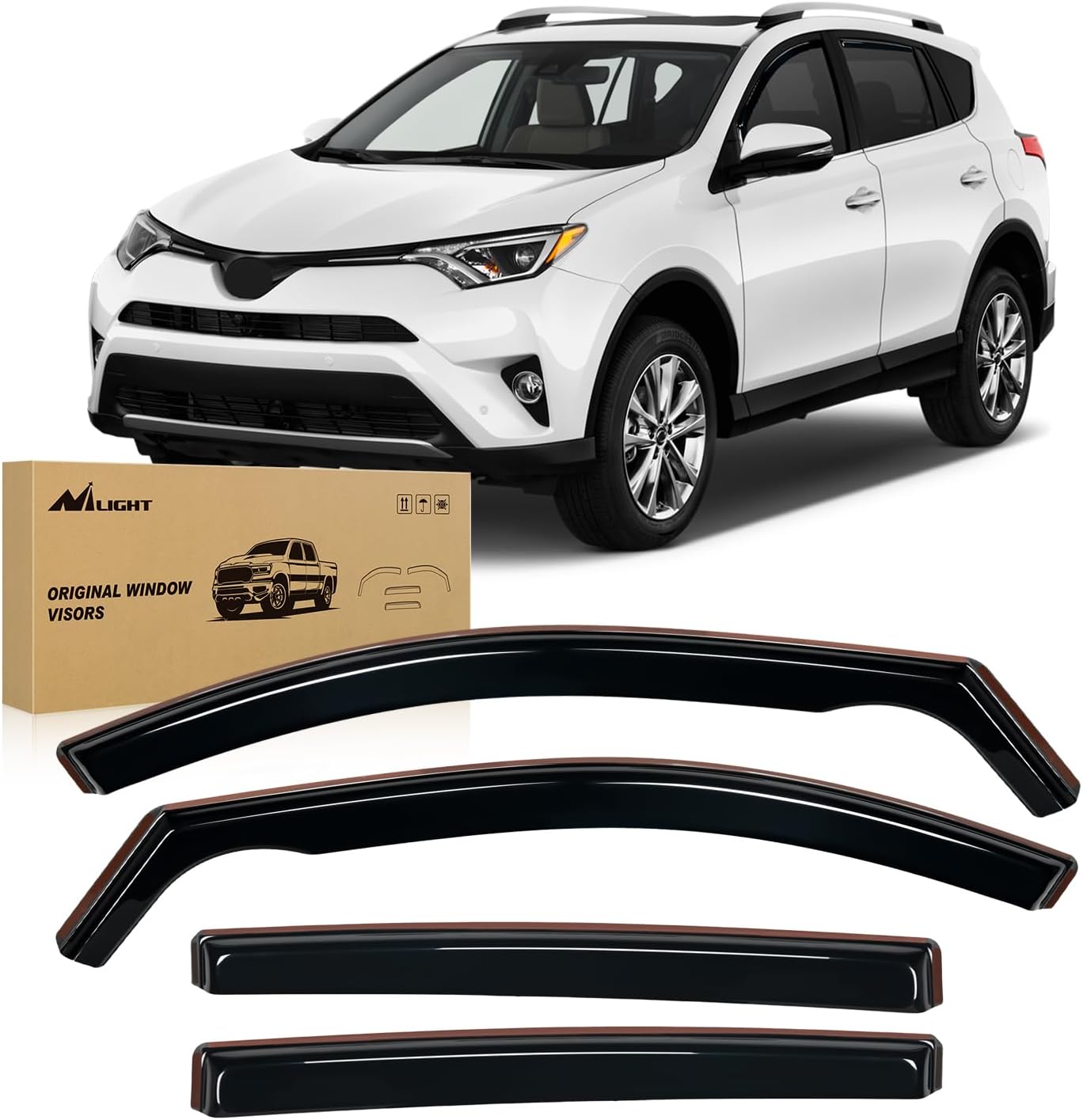 Nilight Rain Guards for Toyota RAV4 2013-2018 - Window Deflectors