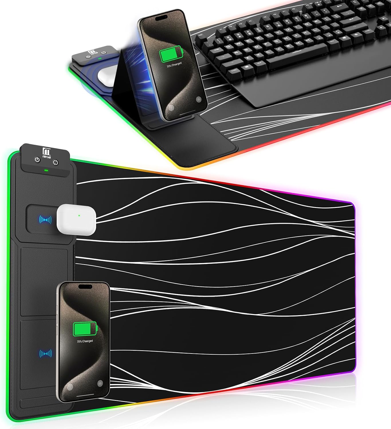 RGB XXL Gaming Mouse Pad with Fast Charging - Miroddi