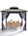 Hardtop Gazebo 8 ft x 8 ft for All Weather - Double Metal Roof