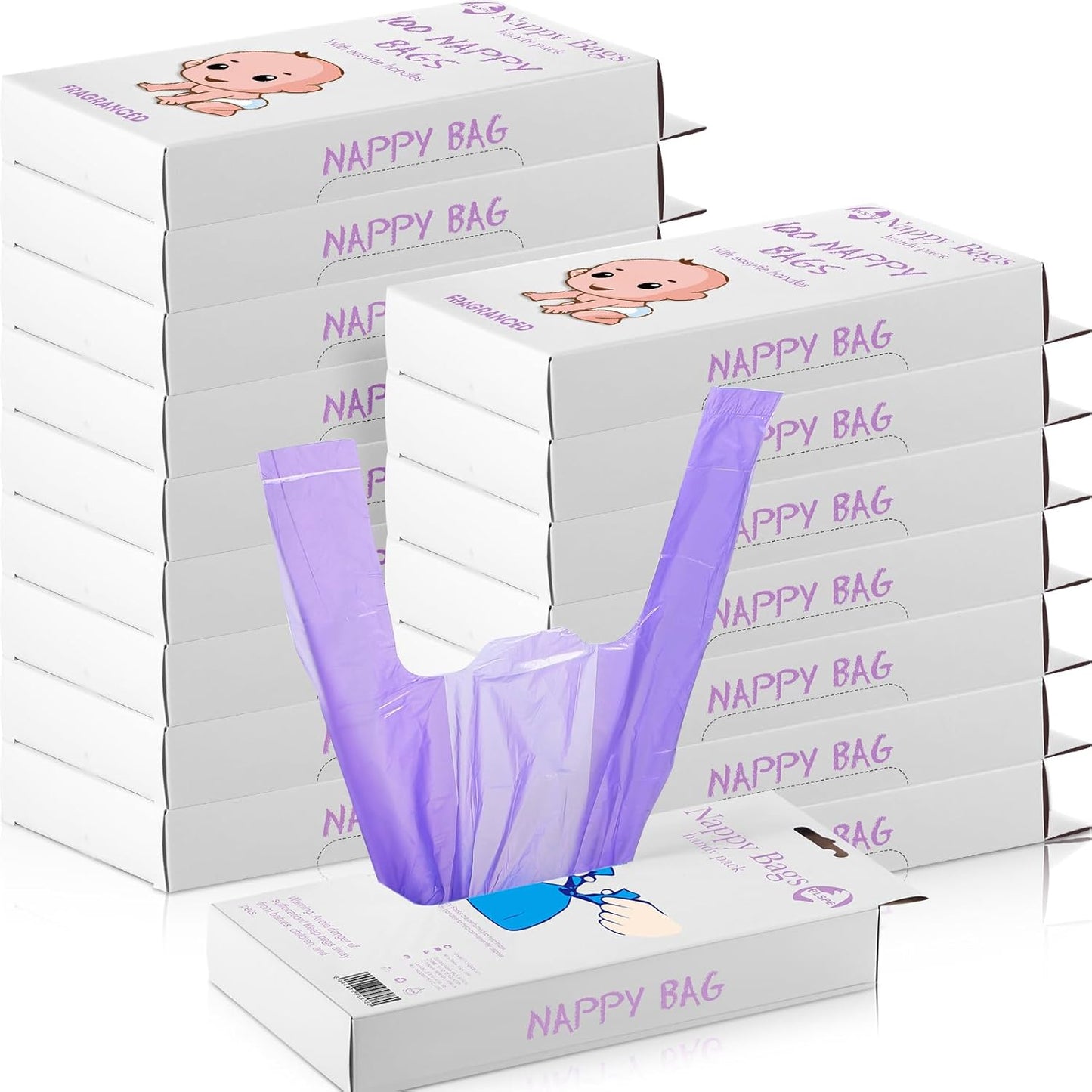 1600 Count Baby Disposable Diaper Bags with Scented Design