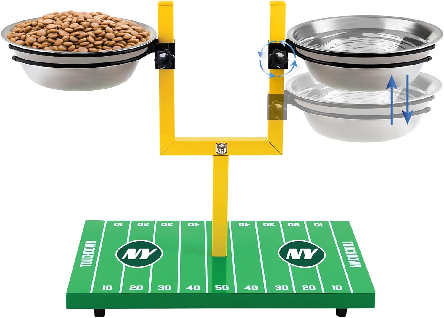 NFL New York Jets Goalpost Dog Feeder with Adjustable Bowls