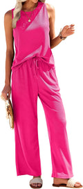 Ekouaer Womens Waffle Knit Pajama Set - Sleeveless Tank & Pants