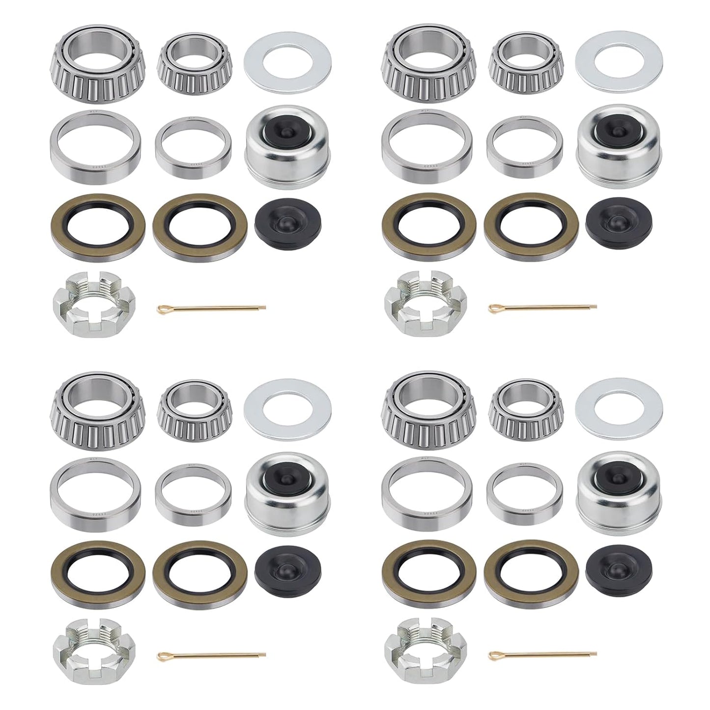 4 Sets Boat Trailer Axles Bearing Kits for 5200-7000 lb Trailers