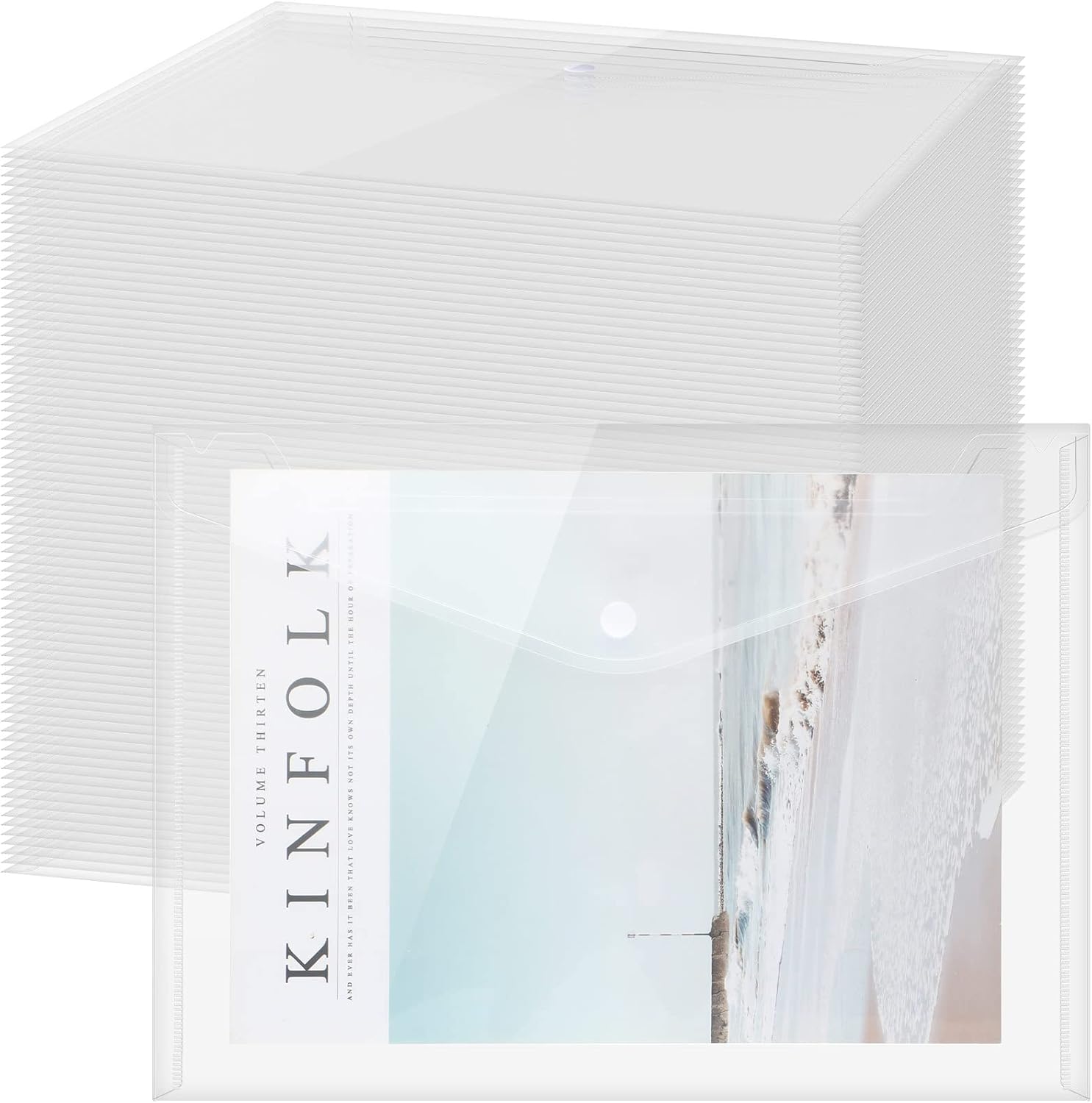 Zhehao 100 Pcs Clear Envelopes for A4 Document Organization