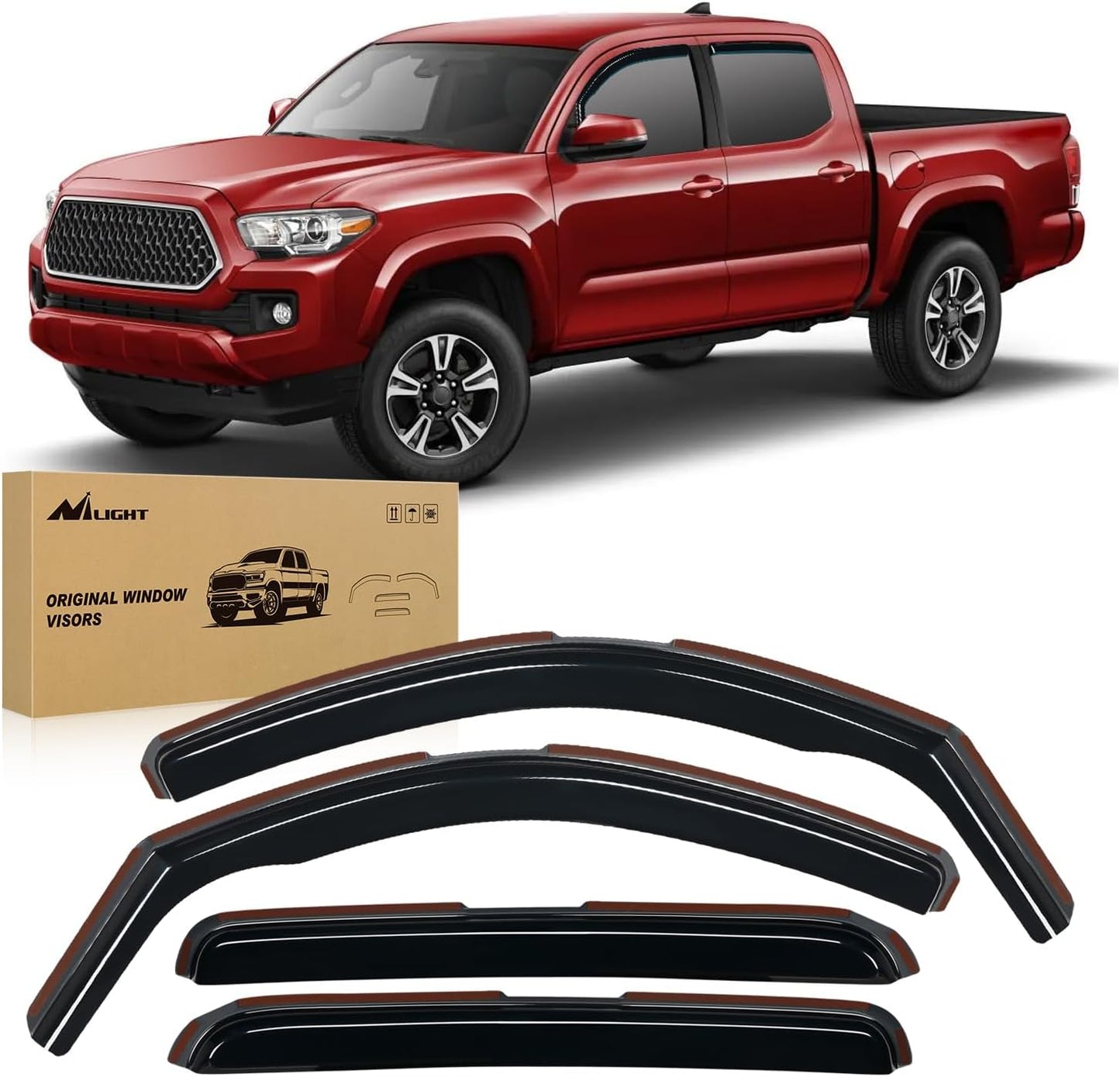 Nilight Window Deflectors for Tacoma 2005-2015 Double Cab