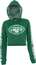 Zubaz NFL Women's Zebra Logo Hoodie Crop Top for Game Day Style