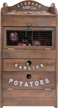 Pine Wood Veggie Bin for Potato Onion and Garlic - Rustic Storage
