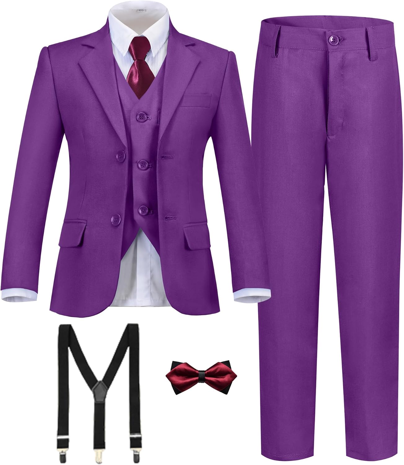 Boy's Formal Suit 7 Piece Slim Fit Tuxedo for Kids and Teens