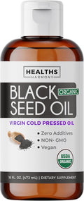 USDA Organic Black Seed Oil Liquid 16 fl oz - Cold-Pressed Antioxidant