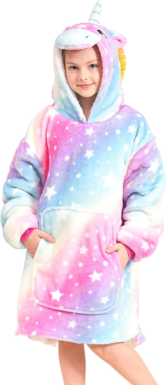 Unicorn Wearable Blanket Hoodie for Girls - Cozy and Fun