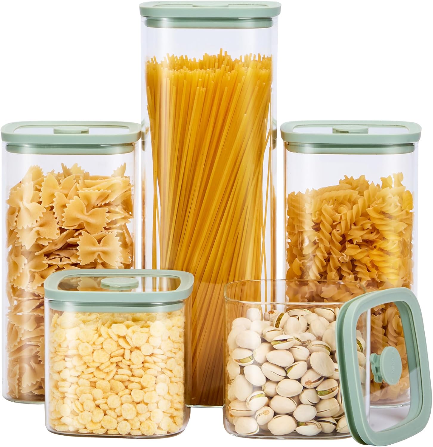 Square Glass Food Storage Jars with Lids for Kitchen Organization