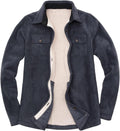 Sherpa Fleece Lined Flannel Shirt Jacket - Warm Button Up Plaid 100%